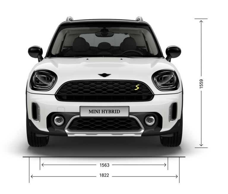 MINI Cooper SE Countryman All4 – front view – dimensions